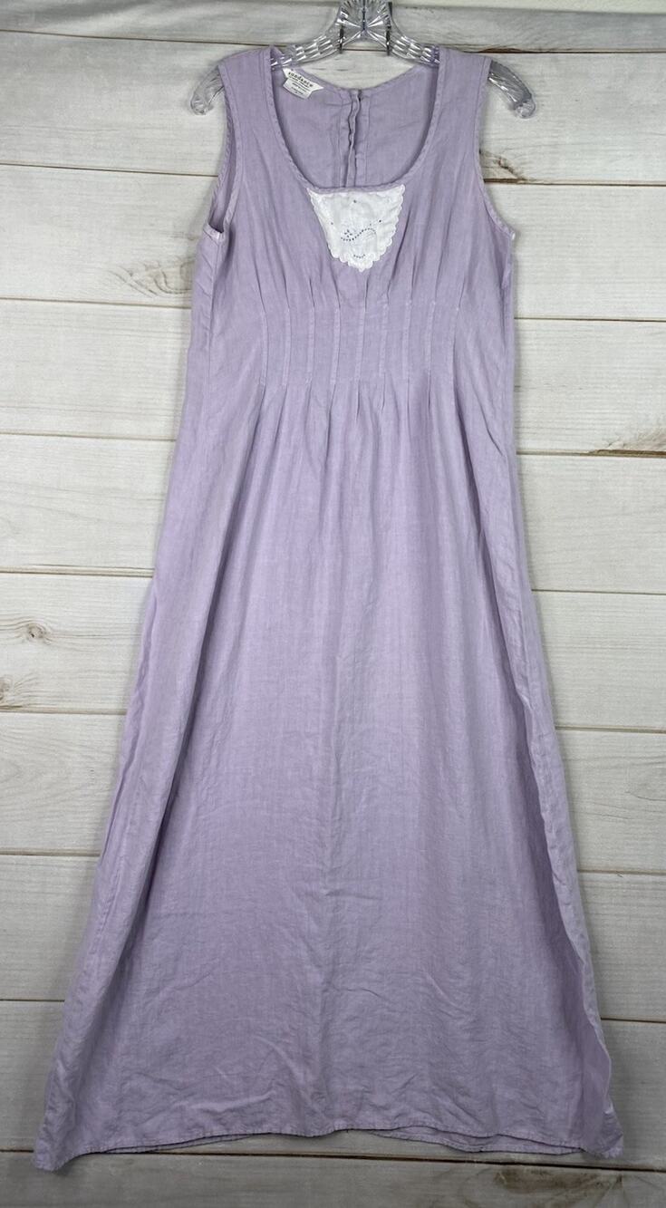 SUNDANCE Dress Womens M Purple Sleeveless Button Back Pintuck Cottagecore Boho